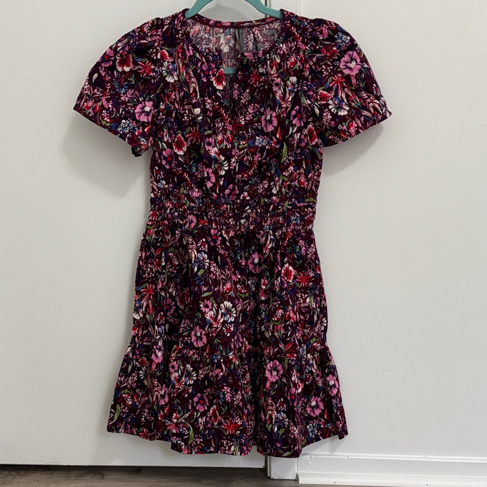 Anthropologie corduroy pink floral dress
